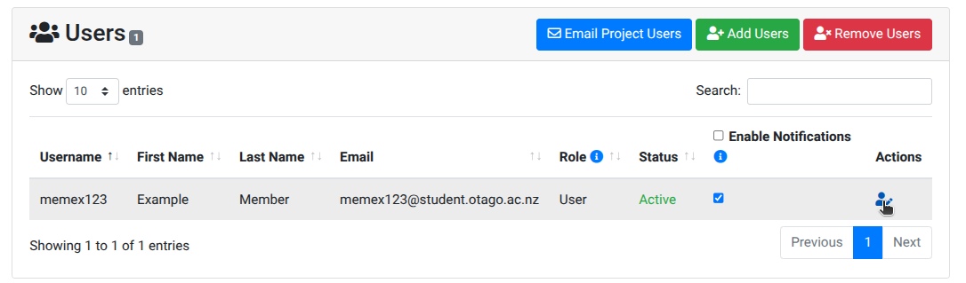 Edit user action
