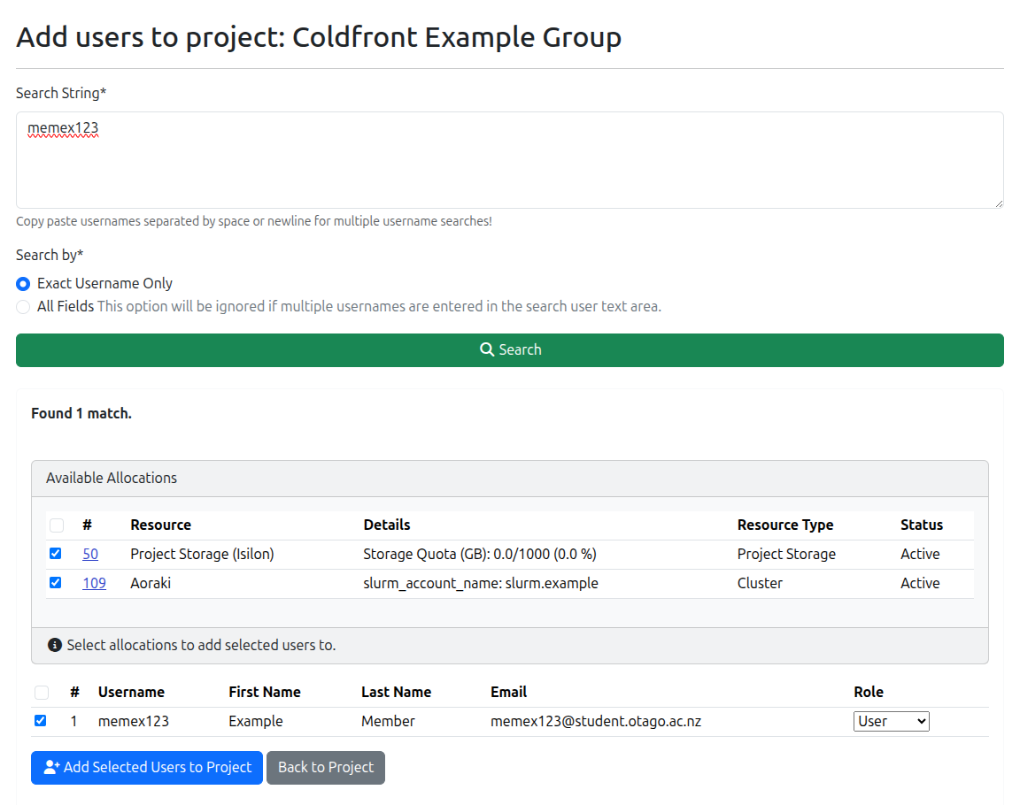 If you have allocations it is easiest to add the user to them now