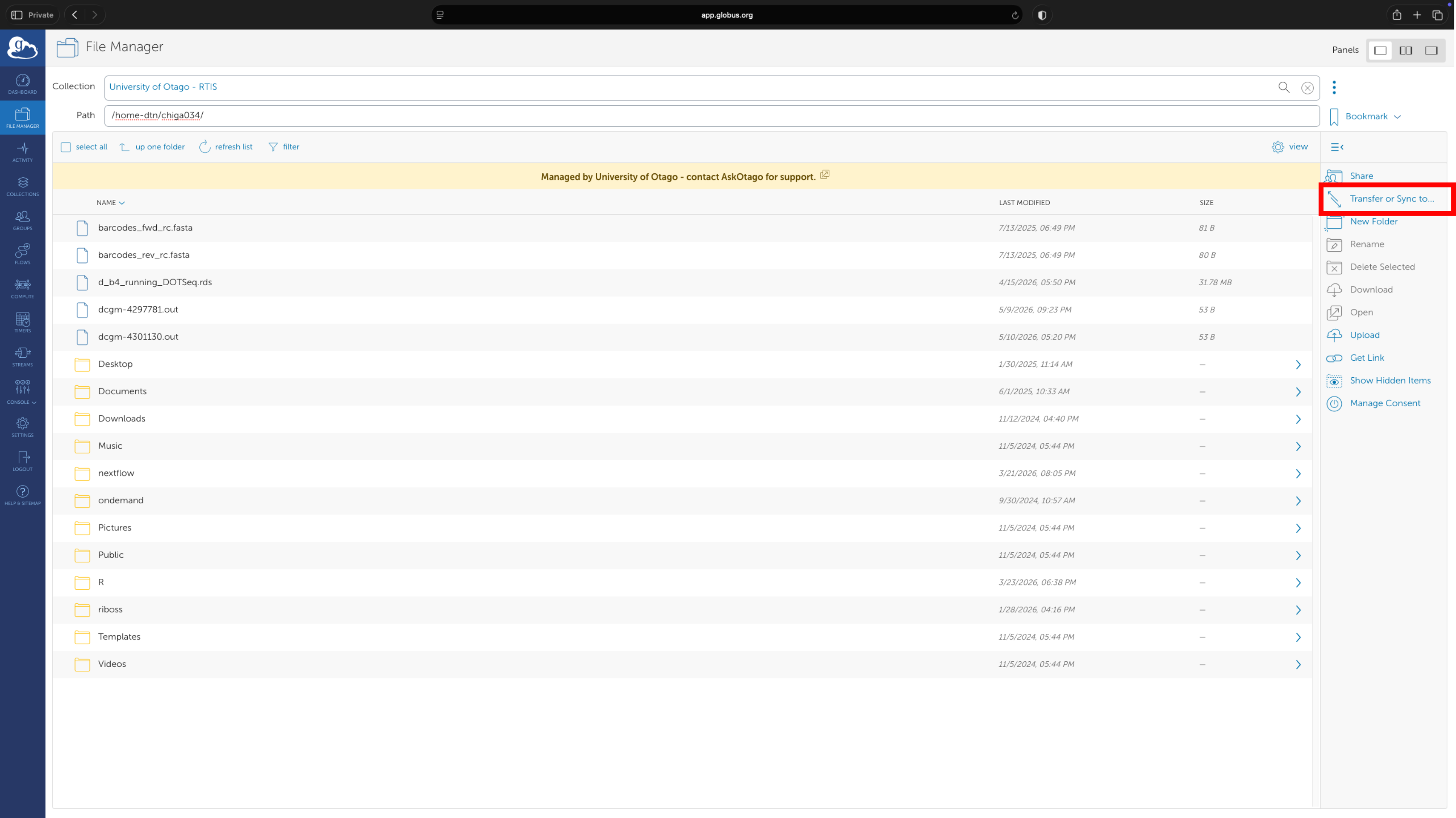 Select "Transfer or Sync".