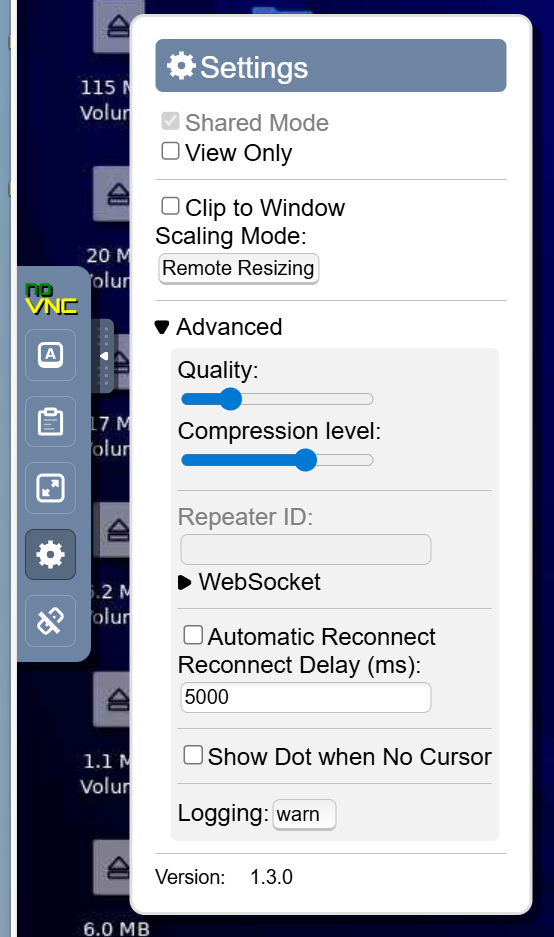HPC Desktop Sidebar Settings